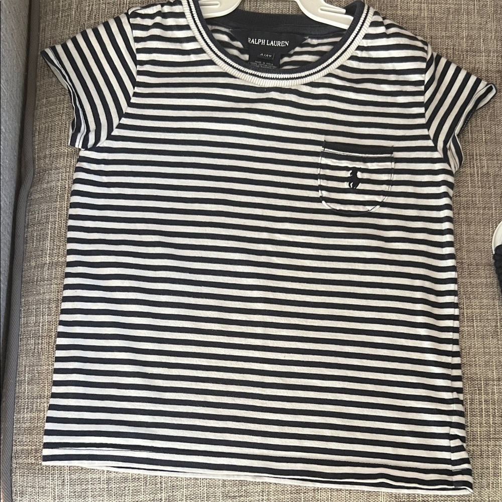Ralph Lauren Kids Navy and White Striped Tee